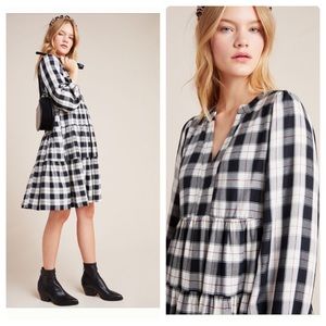 Anthropologie Maeve amber plaid tiered tunic
